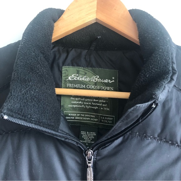 Eddie Bauer PREMIUM goose down winter black jacket Sz L - Picture 2 of 12